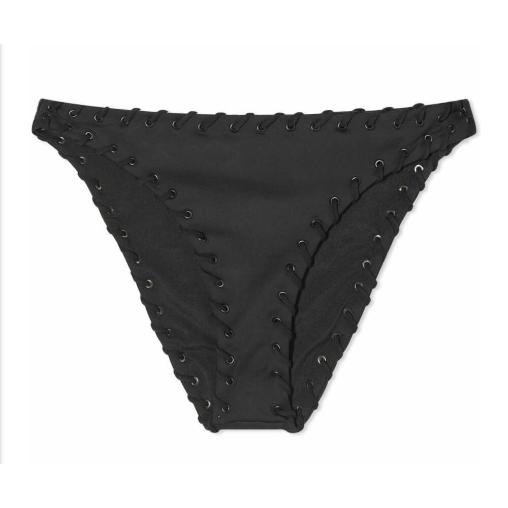 Good American Lace-Up Bikini Bottoms Black 5XL NWT